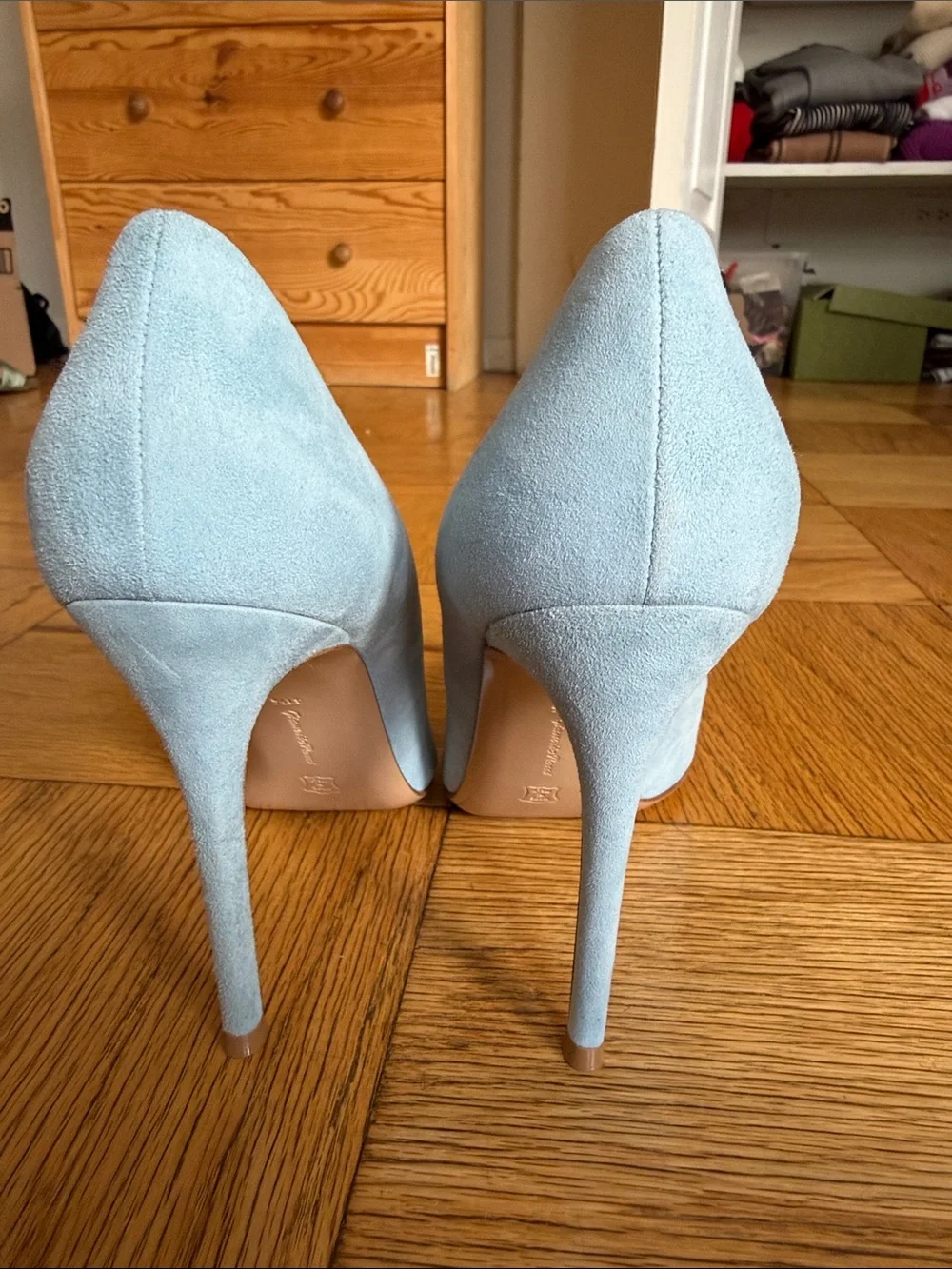 Gianvito Rossi Blue Suede Heels